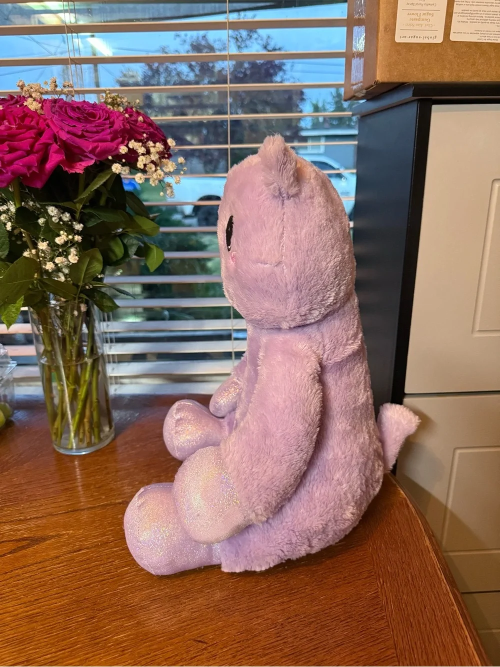 Your Zone Purple Cat Plush Shimmer Glitter Paws Lavender Kitten Stuffed Toy